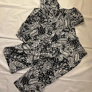 Tribal Monochrome Abstract Print Top & Pant